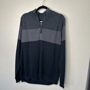 Calvin Klein Men's Gray Quarter Zip Sweater Size X-L‎ long sleeve cotton